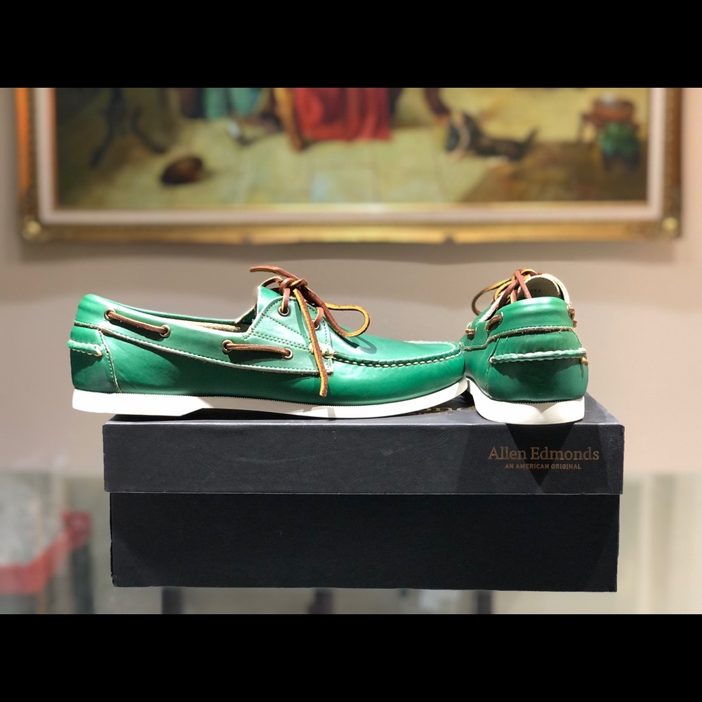 Green Allen Edmonds Boat shoe.
